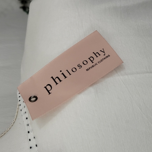 Woman's  Philosophy Rebublic   white v neck polka-dot blouse size small - Picture 8 of 10